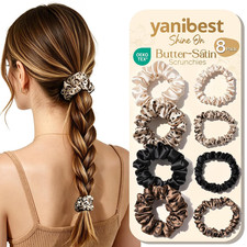 8 Pcs Satin Scrunchies, Creaseless Hair Ties for Women Satin Scrunchies in Tw