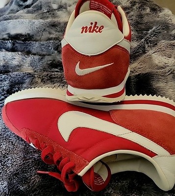 2006 Nike Cortez Gym Red Whie Sail Swoosh Suede Nylon Women's 9.5 Men's 8 Retro 