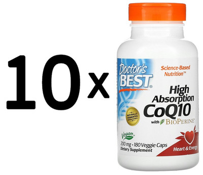 10 x Doctors Best High Absorption CoQ10 with BioPerine, 200mg - (727,26 EUR/kg)