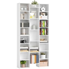 HOMCOM Tall Bookshelf with 21 Compartments and 10 Adjustable Shelves, White