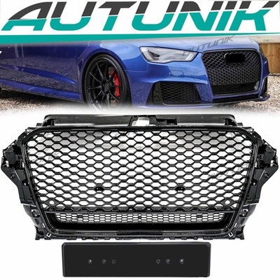 Front Bumper Mesh Grille Grill Replacement For 2014-2016 Audi A3 S3 8V RS3 Style