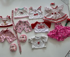 Build A Bear LOT 14 White Red Hearts Dress Valentine FLOWER PJS SLIPPERS T SHIRT