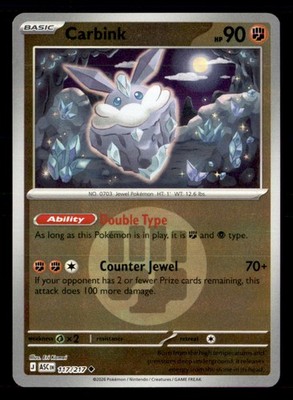 Carbink (Energy Symbol Pattern) 117/217 Ascended Heroes Pokemon Reverse Holo NM