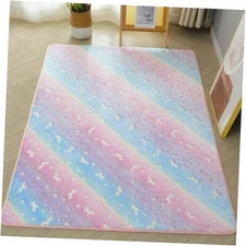 Luminous Area Rug Glow in The Dark Rugs, Unique 3D Pattern Rainbow Little 