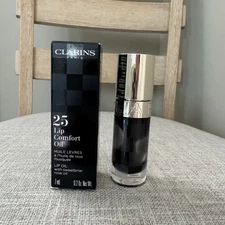 Clarins Lip Comfort Oil 25 BLACK (pH reactive plum w/gold shimmer) Full Size 7ml