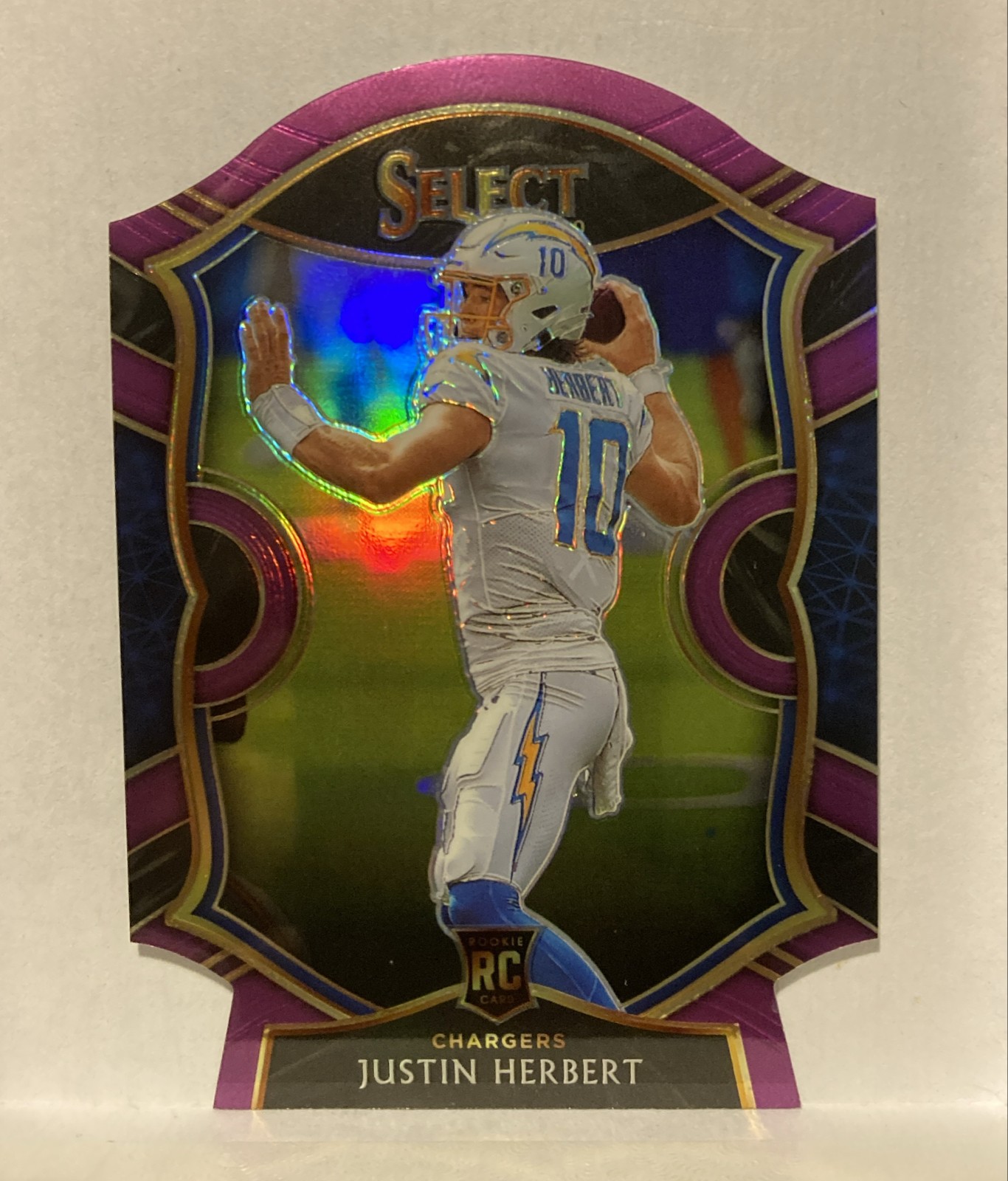 2020 Panini Select - Concourse Justin Herbert #44 Purple Prizm Die-Cut (RC)