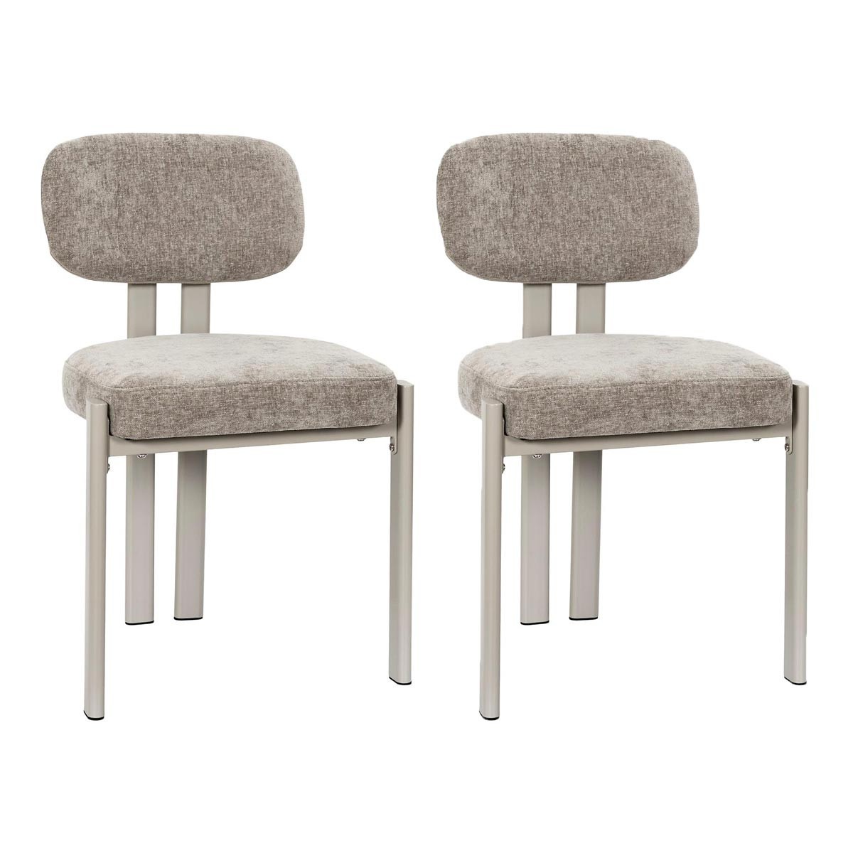 Chaises Emilia taupe de 80cm pour salle à manger en lot de 2