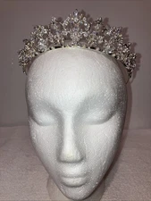 Womens Tiara Headpiece, Silver with Crystals, Pearls & Rhinestones