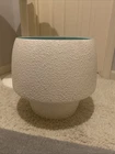 Royal Haeger Mid Century Modern Ceramic X Large Planter White Turquoise Chipped