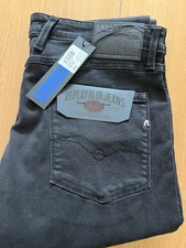 Image of bnwt replay anbass black power stretch  jeans 34 w 32 leg