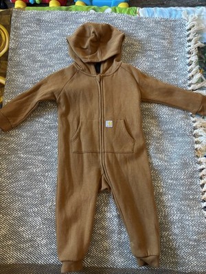 Carhartt Brown Fleece Long Sleeve Hooded One Piece Coveralls 12 Months
