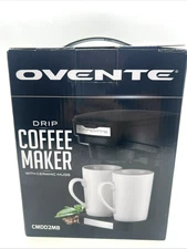 Ovente Drip Coffee Maker CMDD2MB 2 Cup Brewer with Ceramic Mugs Black New Box