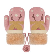 Holiberty Toddler Kids Warm Winter Gloves One Size, Pink Elk, Age 2-5 Years