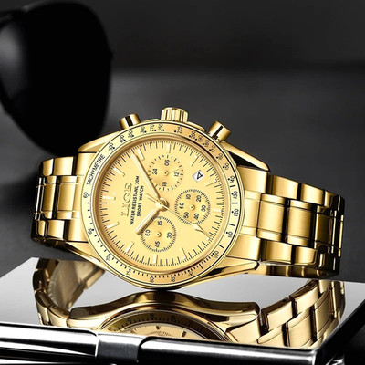 41MM LIGE Quartz Analog Watch Men's Luxury 30M Waterproof Stainless Steel NEW