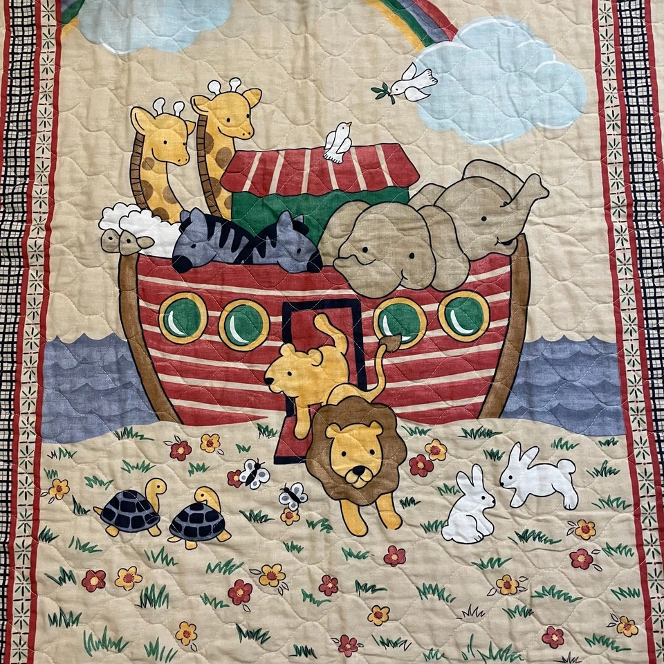 Manta Edredón Bebé Arca de Noé Marrón Tostado Aprox 34"x44" Foto 2 de 4