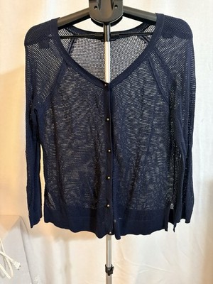 American Eagle Open Knit/Mesh Navy Blue Cardigan Size XL
