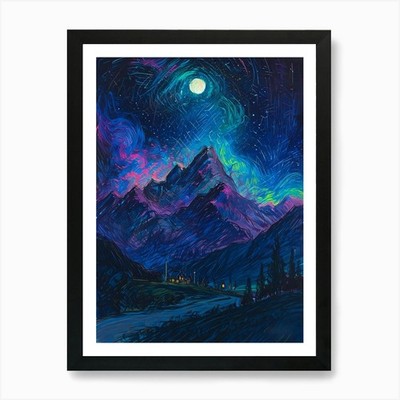 Aurora Nachthimmel Kunstdruck gerahmt Wandbild Poster Leinwanddruck Bild