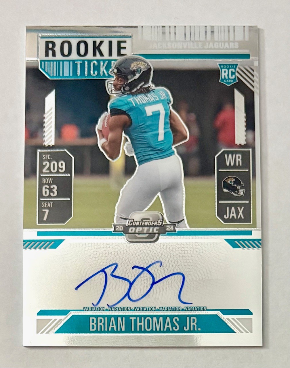 2024 Panini Contenders Optic Brian Thomas Jr. Rookie Ticket Auto Variation #103
