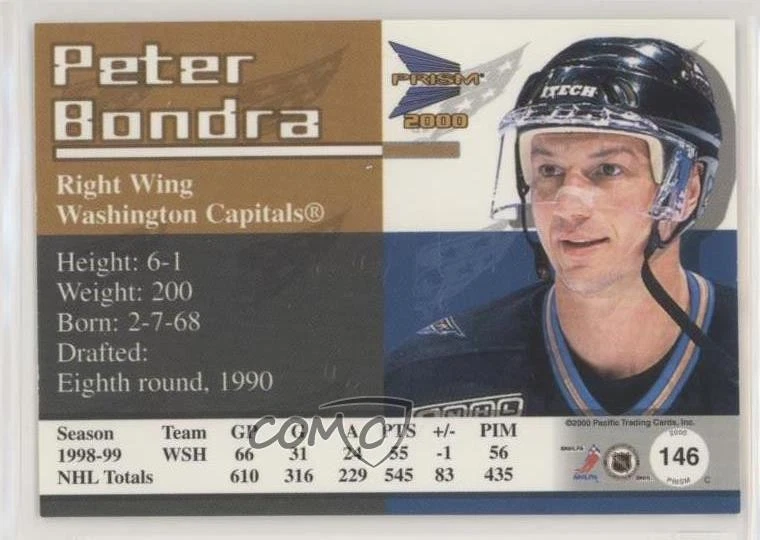 1999-00 Pacific Prism Montreal Spring 2000 Peter Bondra #146 - Image 2 of 2