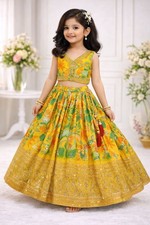 Indian Girls Eid Party Wear Kids lehenga choli Bollywood Dress