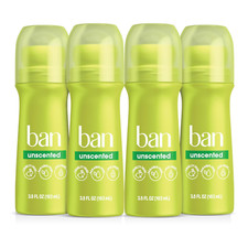 Ban Original Unscented 24-Hour Invisible Antiperspirant, 3.5Oz Roll-On Deodorant