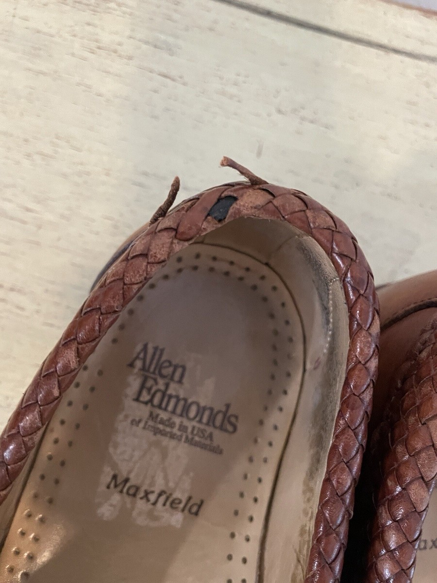Allen Edmonds Maxfield Mens 10 A Chili Brown Leather Woven Tassel Loafers USA ALLEN EDMONDS Made in USA Maxfield Woven Tassel Loafer in  main image 4