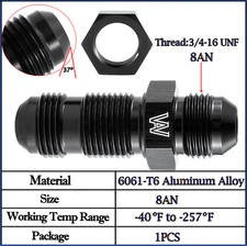 Adapter -8AN Straight Bulk Head Hose With Nut Oil Fuel Water Swivel 8 AN Fitting
