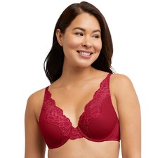 Bali One Smooth U Comfort Stretch Lace Underwire Bra 0084 Smart Red 40D NWT