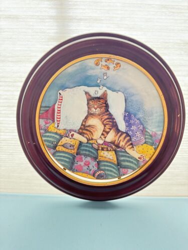 Vintage Cat Nap by Gary Patterson Comical Cat in Van Hygan Smythe Plate Frame