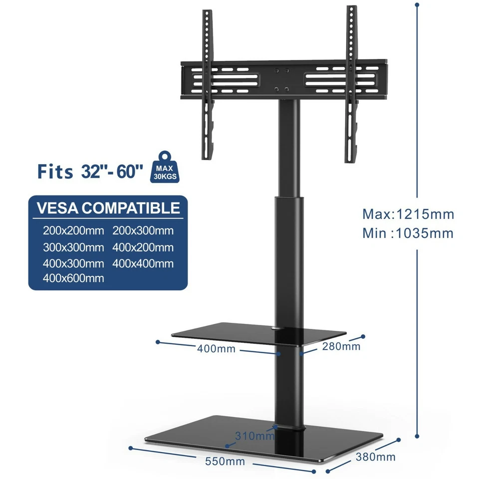 FITUEYES TT206001GB Universal Swivel TV Stand - Image 2 of 4