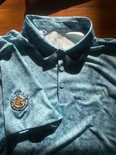 Adidas Golf Polo Men  s XL Blue Marble Shirt Embroidered Tiger Logo AOP
