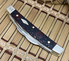Case XX USA 2023 Beautiful Red ROSES Bone 1/500 XX Small Congress Pocket Knife