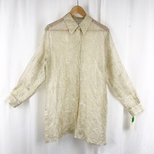Vintage 90s Printmaker Studio Dress Topper Oversized Shirt Sheer Embroidered 10