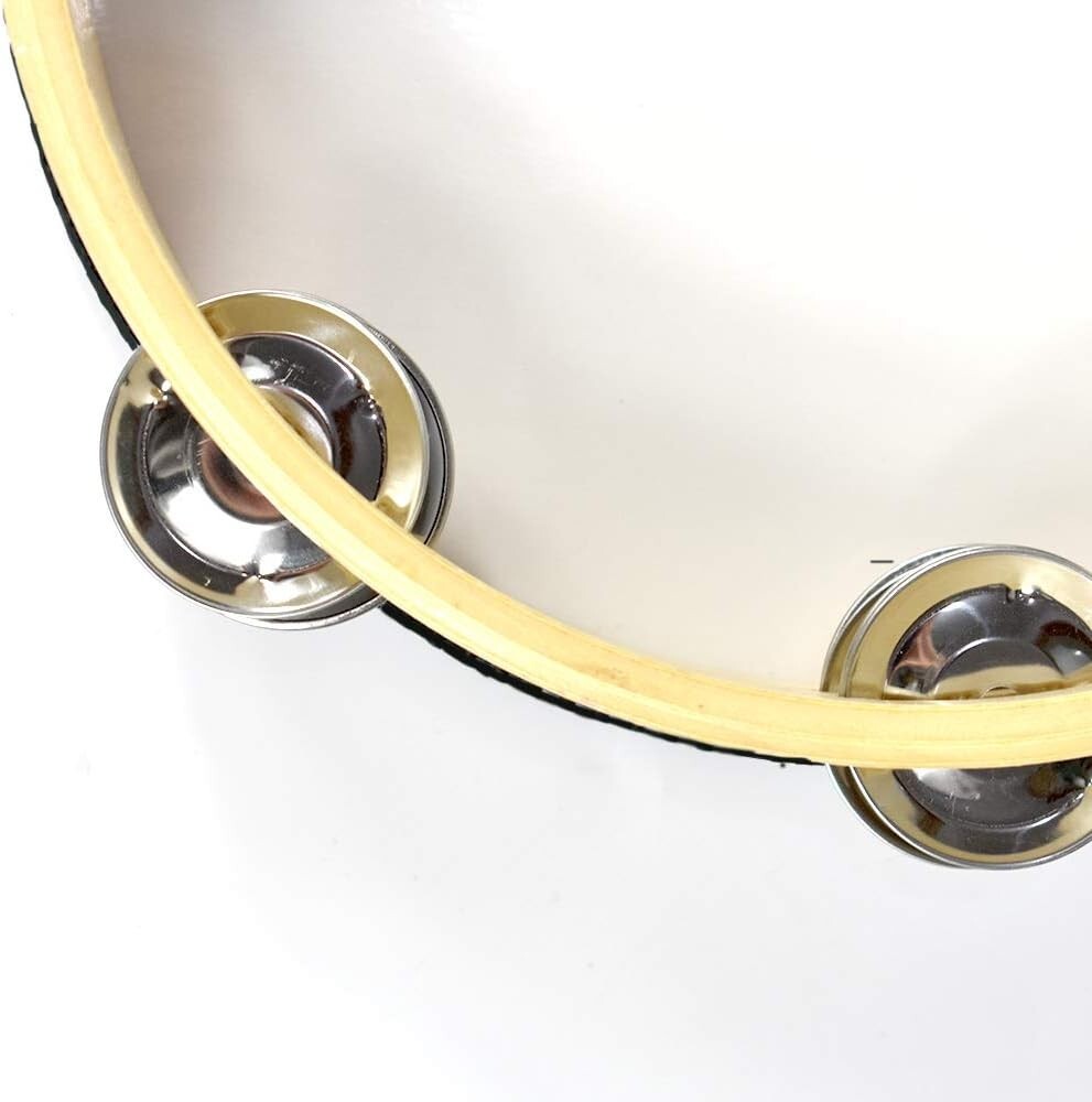 Pandereta campana de mano de doble fila Jingles Music Persuccion Church (10 pulg