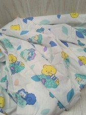 Vintage baby crib sheet woodland animals yellow bears purple raccoons green blue