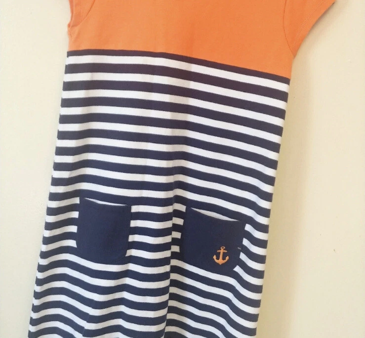 Vestido cómodo manga corta azul y naranja Gymboree Foto 2 de 3