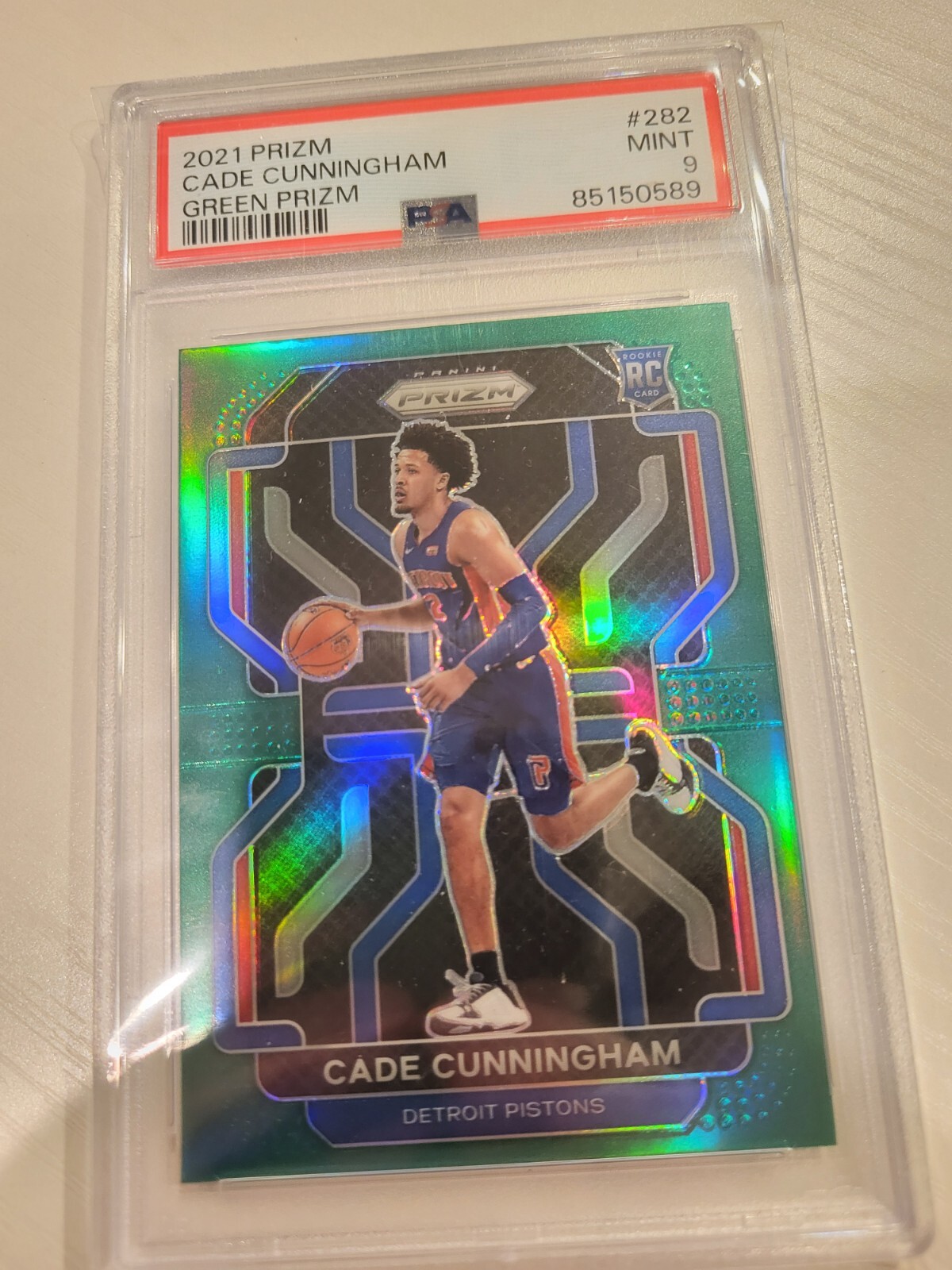 2021-22 Panini Prizm Cade Cunningham Green RC Rookie #282 Pistons PSA 9 MINT