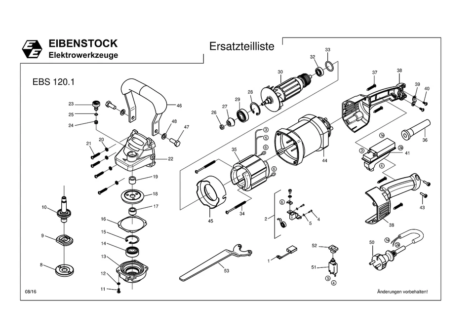 EIBENSTOCK ELEKTROWERKZEUGE Eibenstock Ersatzteile für EBS 120.1 Betonschleifer erste Version