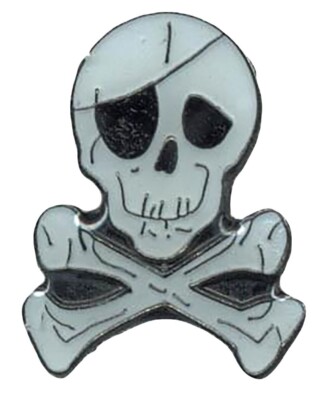 Pack of 24 Skull W/ Eye Patch & Crossbones Motorcycle Hat Cap Lapel Pin HP4815