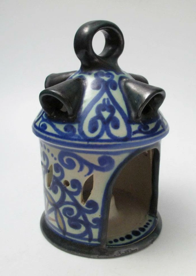 VINTAGE SIGNED GOUDA HOLLAND POTTERY CARLA PIERCED LANTERN CANDLE HOLDER LAMP - Image 3 of 4