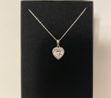 *NEW* Kay Jewelers Sterling Silver Lab Created White “HEART” Sapphire Necklace