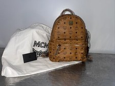 MCM Authentic Stark Cognac Visetos Beige Leather Studded Backpack BNWT MSRP 1255