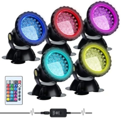 Confezione da 4 luci sommergibili con telecomando, luci impermeabili