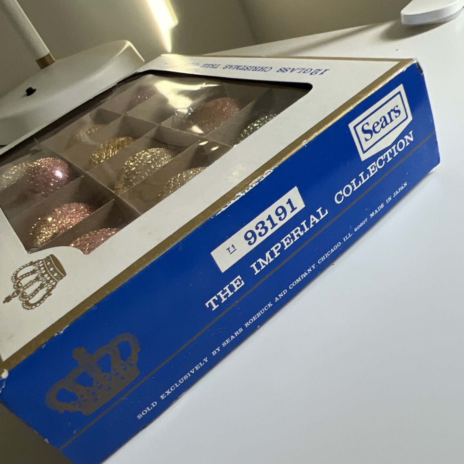 Vintage Sears Glass Christmas Tree Ornaments Gold Netting Imperial