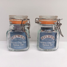 * Lot of 2 Kilner Square Clip Top Spice Jar 2.4 US FL OZ Clear Glass 3" Tall NEW