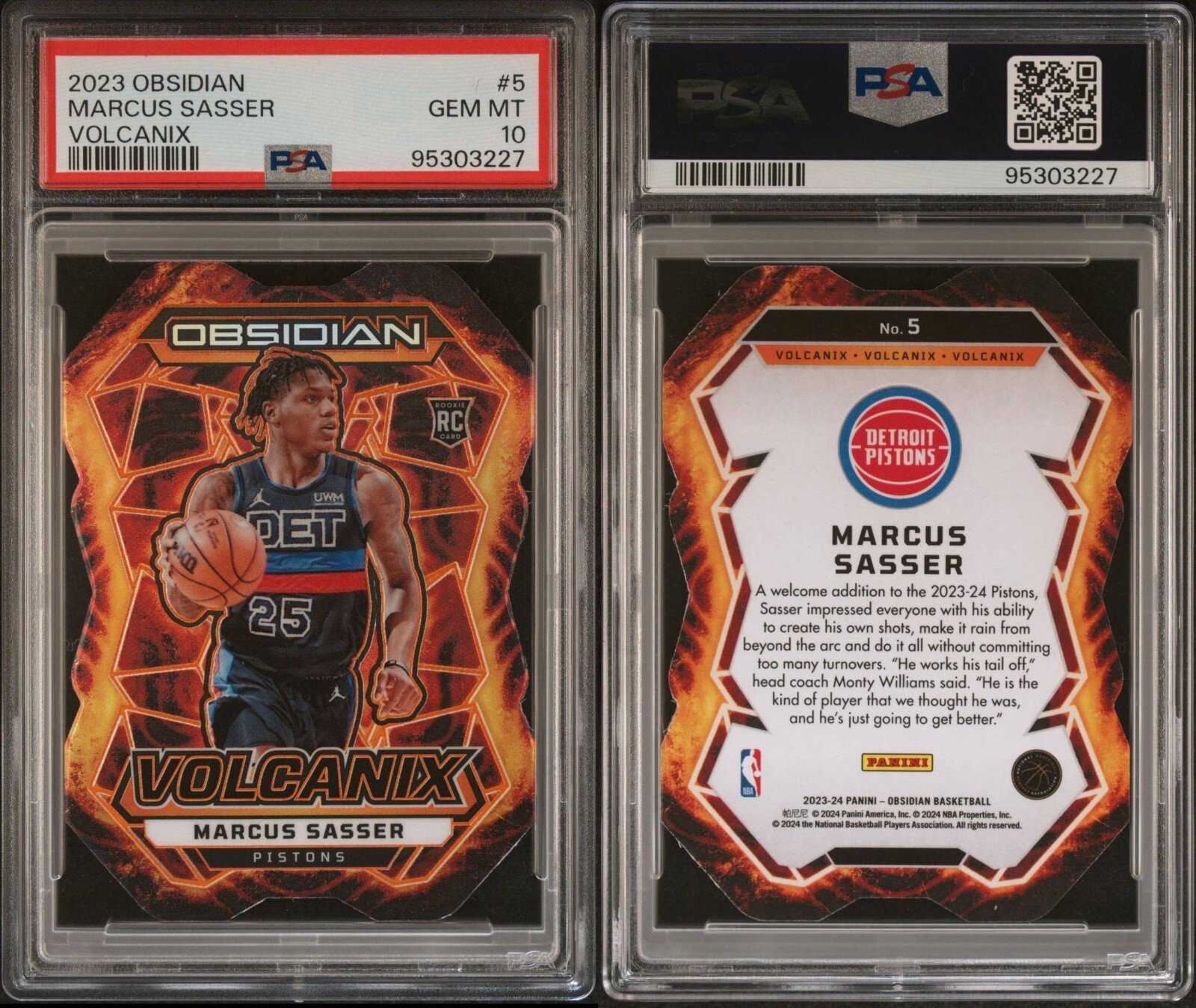 2023 NBA Obsidian VOLCANIX DIE-CUT #5 Marcus Sasser Rookie SSP Case Hit PSA 10!