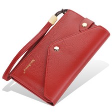 Women's Leather Wristlet Purse Small Clutch Phone Bag Card Holder Pouch Handbag
