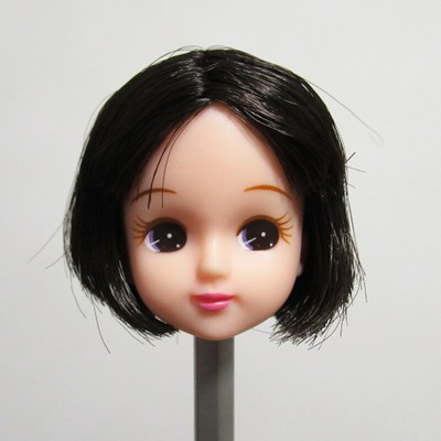 Head For Licca Black Short Hair White Skin Cute Student Japan Doll