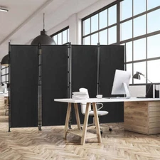 NNECW 4-Panel Folding Room Divider with Adjustable Foot Pads for Home-Black