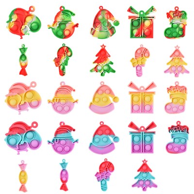 Weihnachtsmotiv Pop Fidget Schlüsselanhänger, festlicher Fidget Popper, Weihnachtsgeschenk, 2 Stück